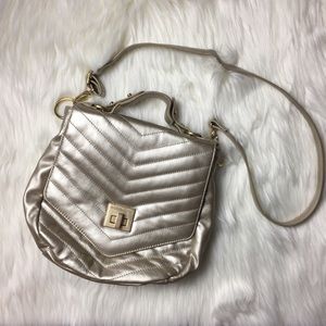 BCBG Gold Metallic Shoulder Purse Bag